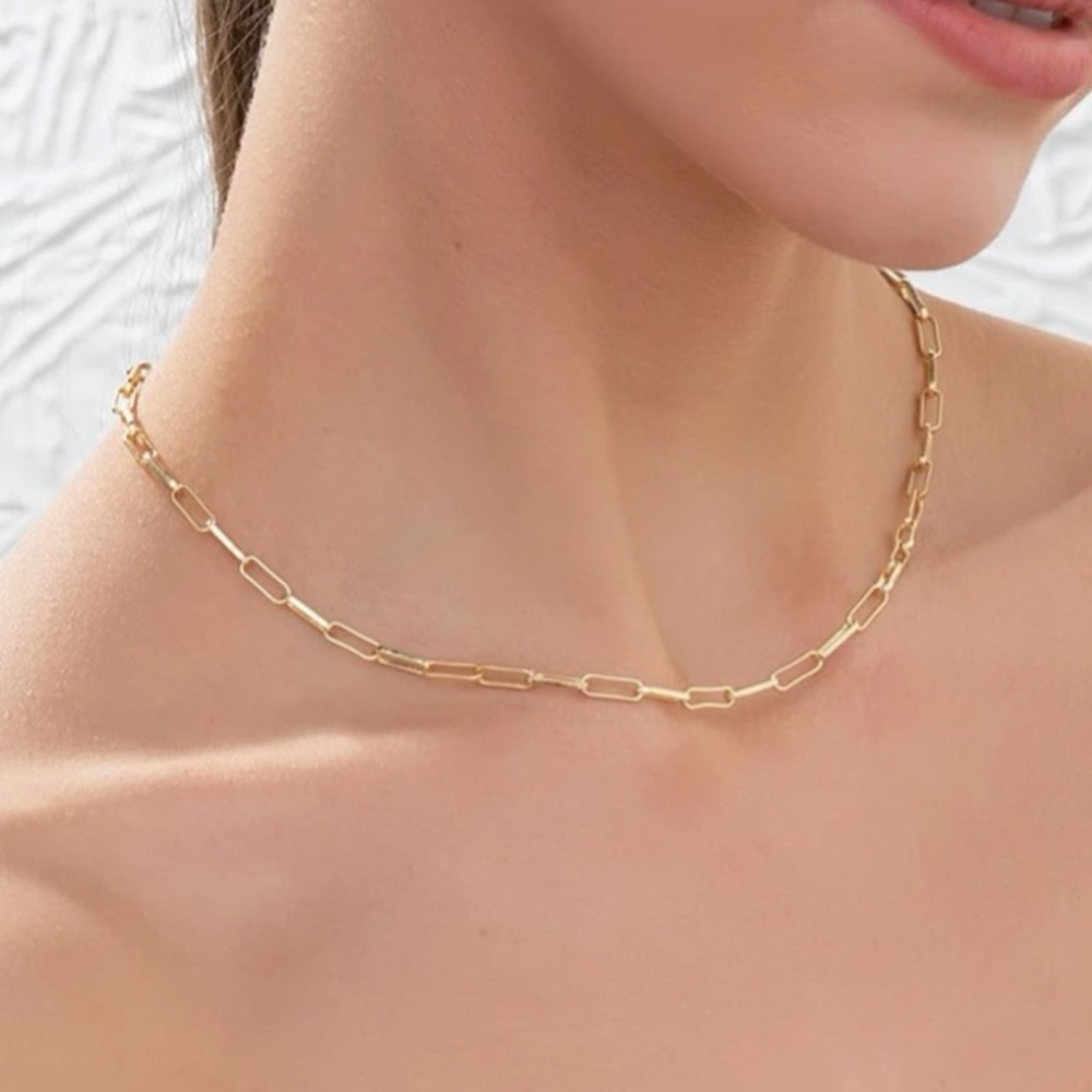 18K Gold Plated Paper Clip Necklace